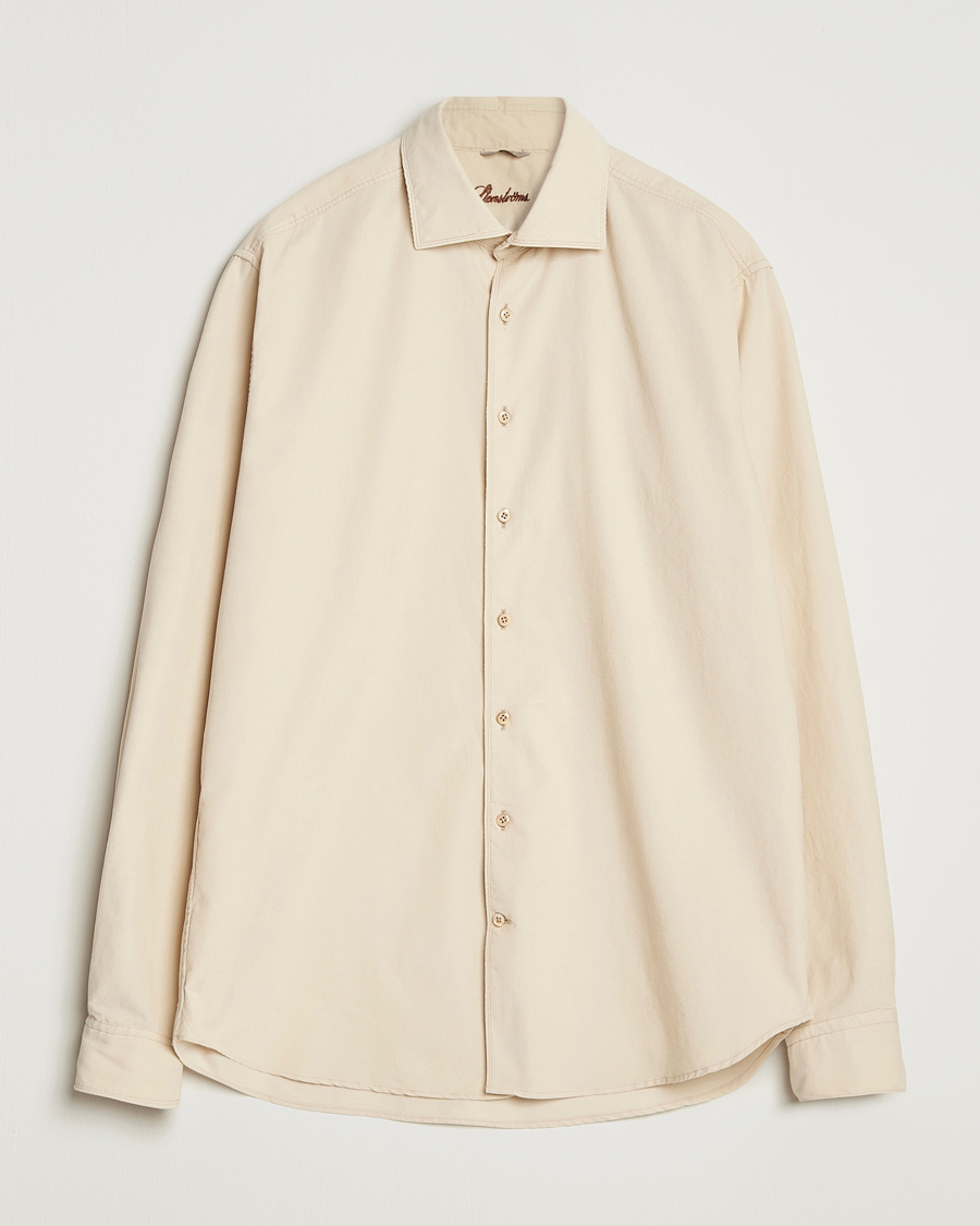 Uomini | Camicie | Stenströms | Regular Fit Cut Away Cord Shirt Beige