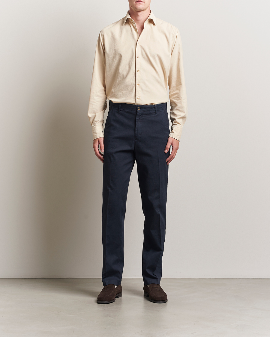 Uomini | Camicie | Stenströms | Regular Fit Cut Away Cord Shirt Beige