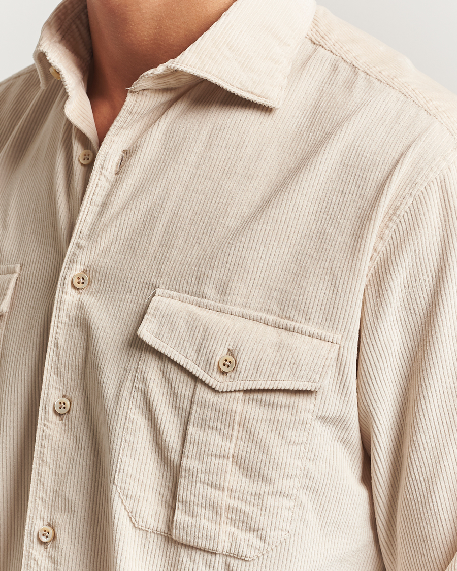 Uomini | Camicie | Stenströms | Regular Fit Cord Pocket Shirt Beige