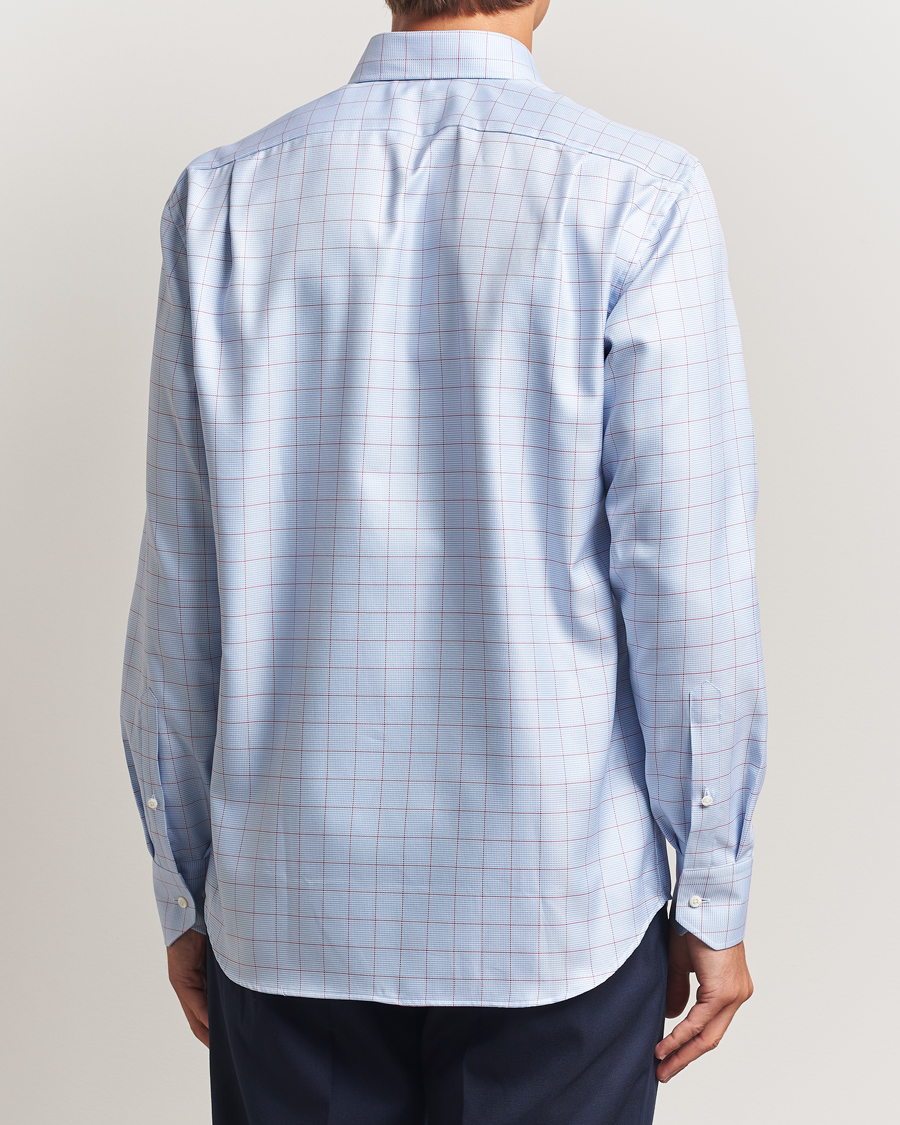 Uomini | Camicie | Stenströms | Regular Fit Overcheck Cut Away Shirt Blue