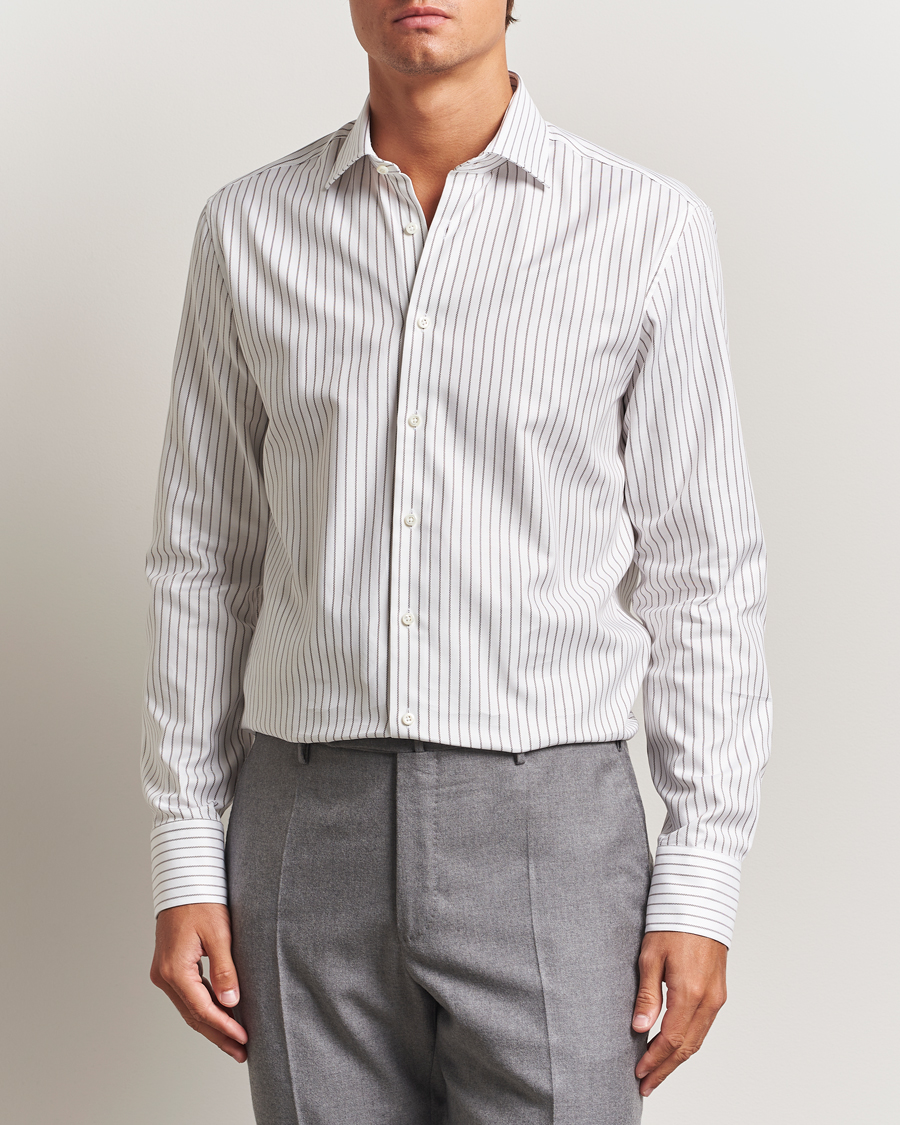 Uomini | Camicie | Stenströms | Regular Fit  Oxford Stripe Cut Away Shirt White