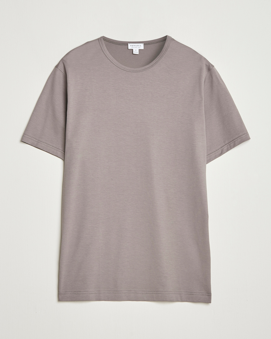 Uomini | T-shirt | Sunspel | Crew Neck Q82 Cotton T-Shirt Iron Grey