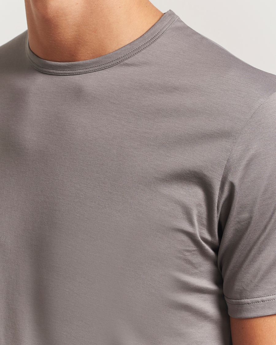Uomini | T-shirt | Sunspel | Crew Neck Q82 Cotton T-Shirt Iron Grey