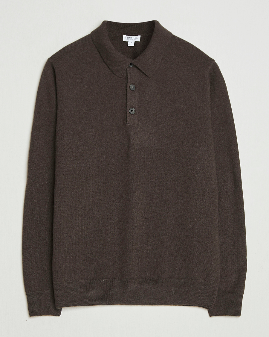 Uomini | Maglieria | Sunspel | Cashmere Polo Truffle