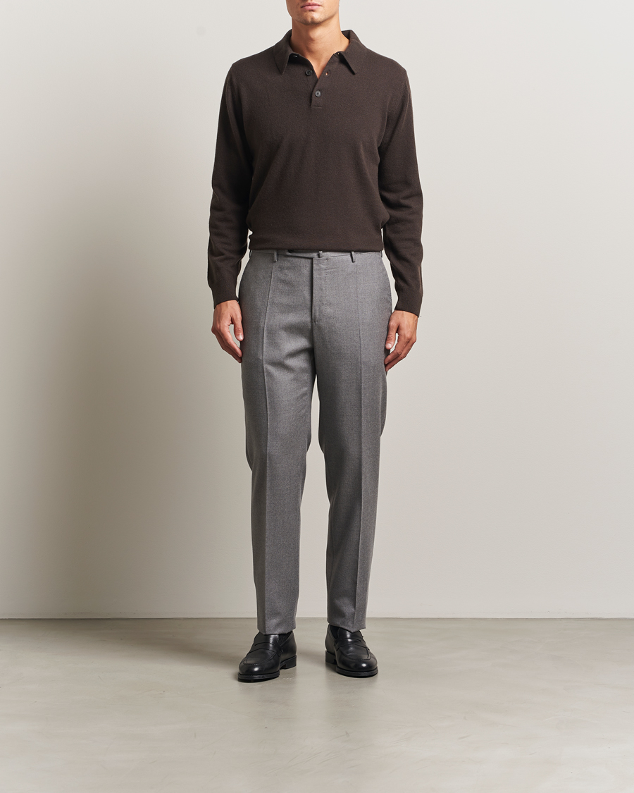 Uomini | Maglieria | Sunspel | Cashmere Polo Truffle