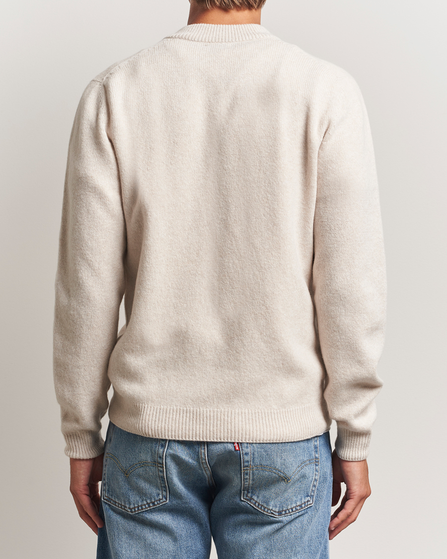 Uomini | Maglieria | Sunspel | Knitted Lambswool V-Neck Oatmeal Melange