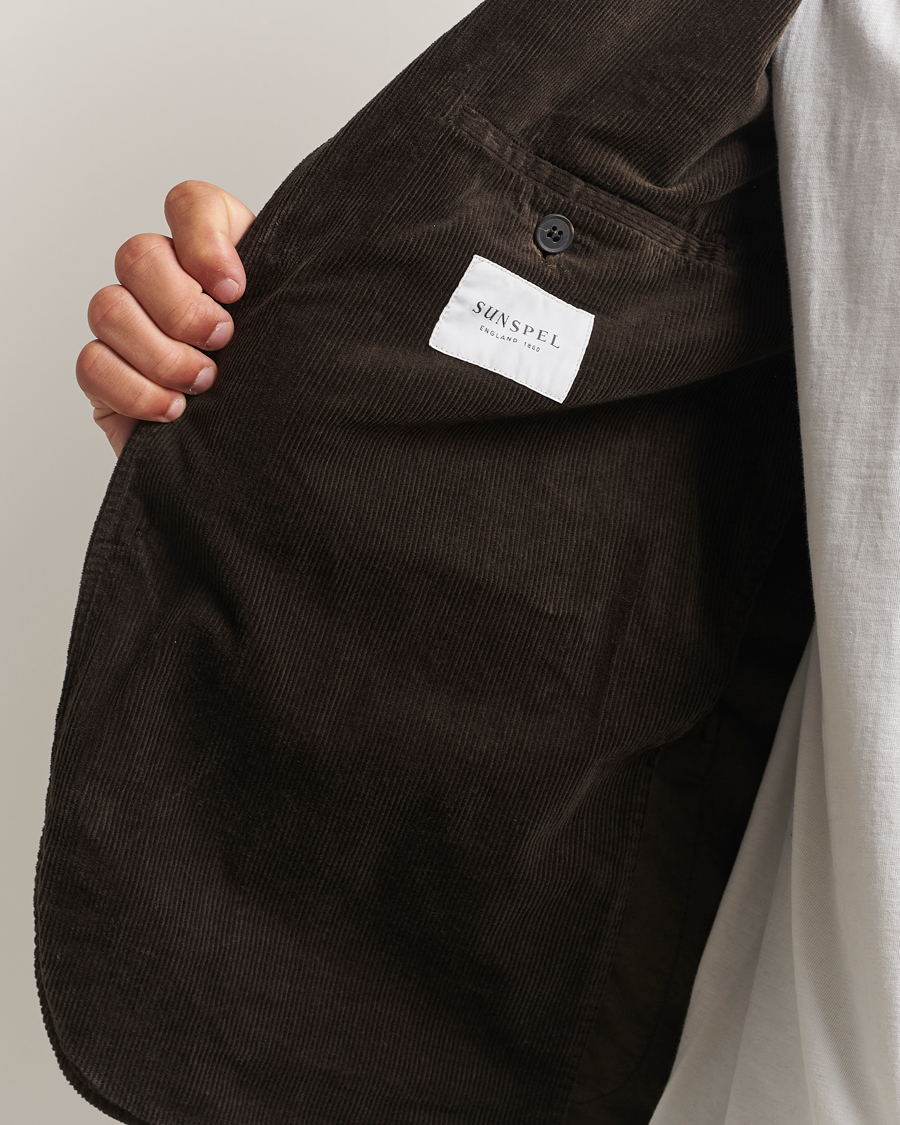 Uomini | Blazers | Sunspel | Relaxed Corduroy Blazer Coffee