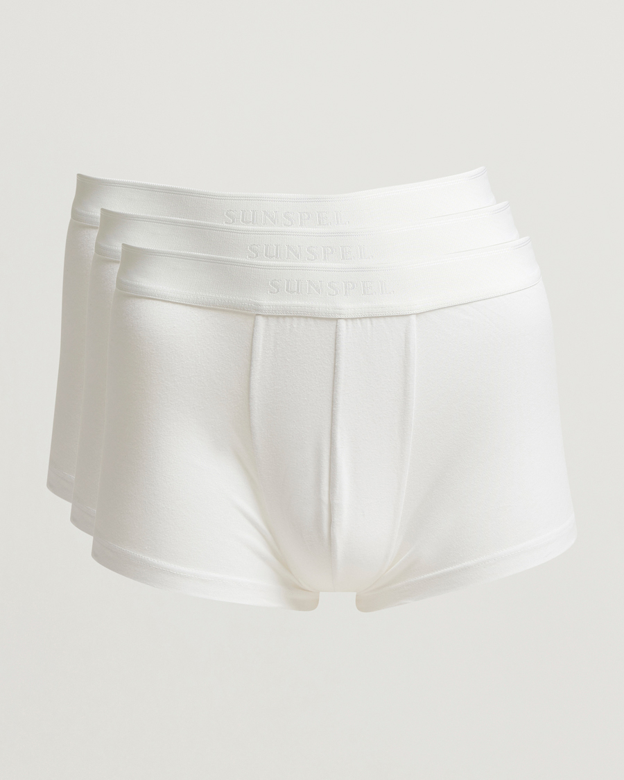 Uomini | Biancheria intima | Sunspel | 3-Pack Cotton Stretch Trunk White