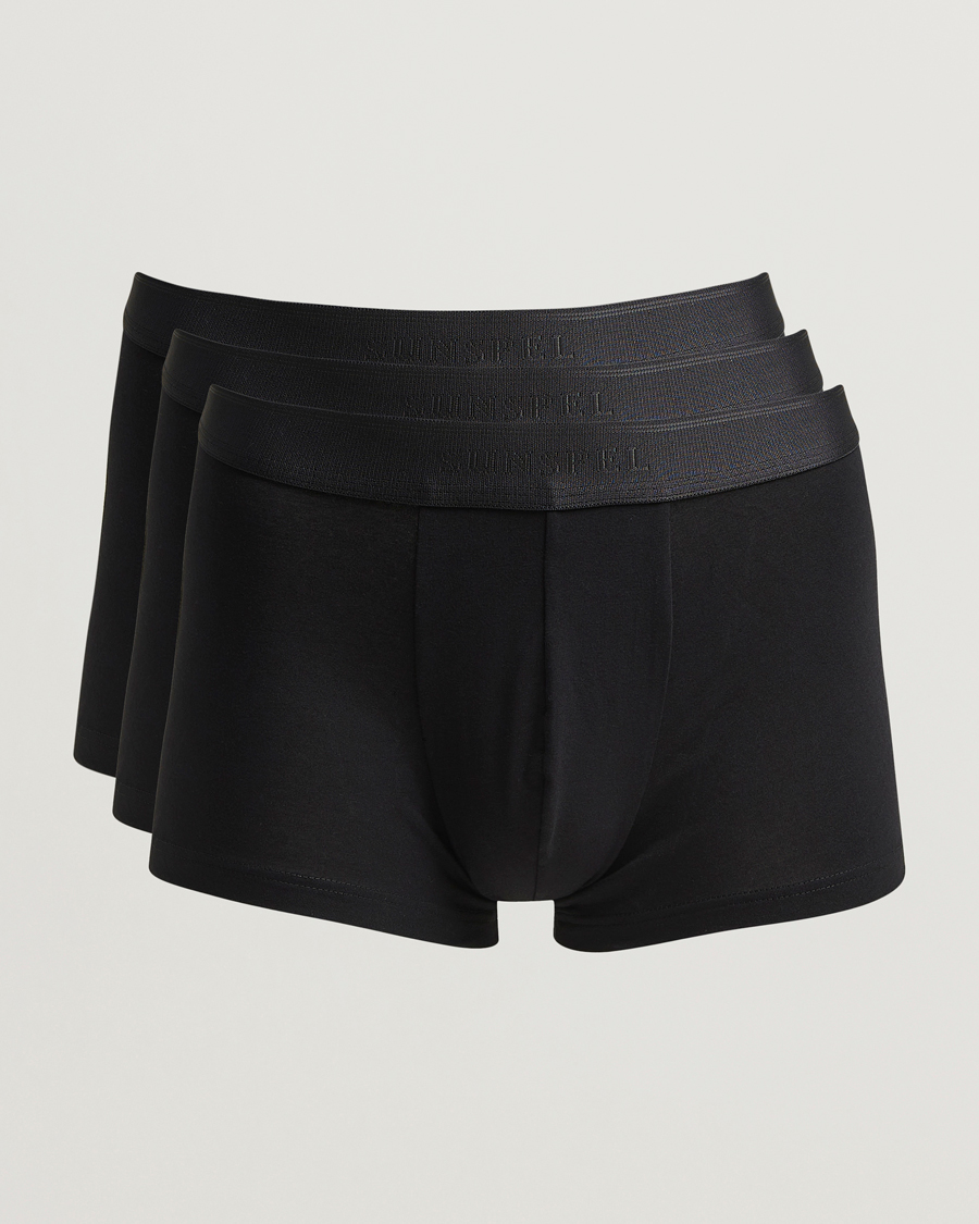 Uomini | Biancheria intima | Sunspel | 3-Pack Cotton Stretch Trunk Black