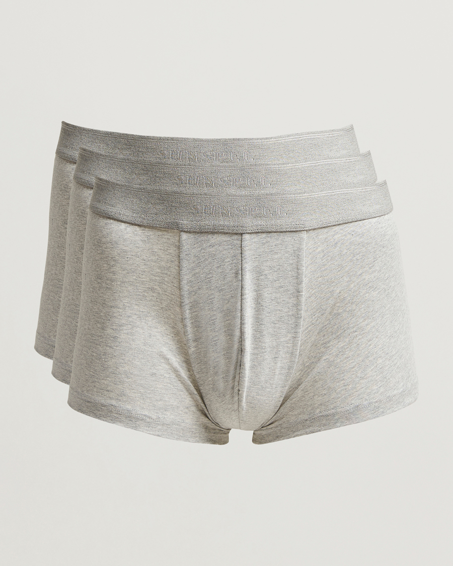 Uomini | Biancheria intima | Sunspel | 3-Pack Cotton Stretch Trunk Grey