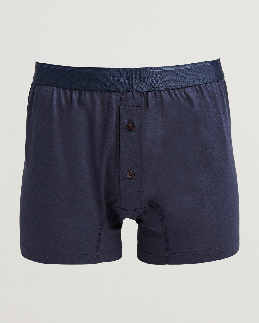 Uomini | Biancheria intima | Sunspel | Superfine Two Button Cotton Navy