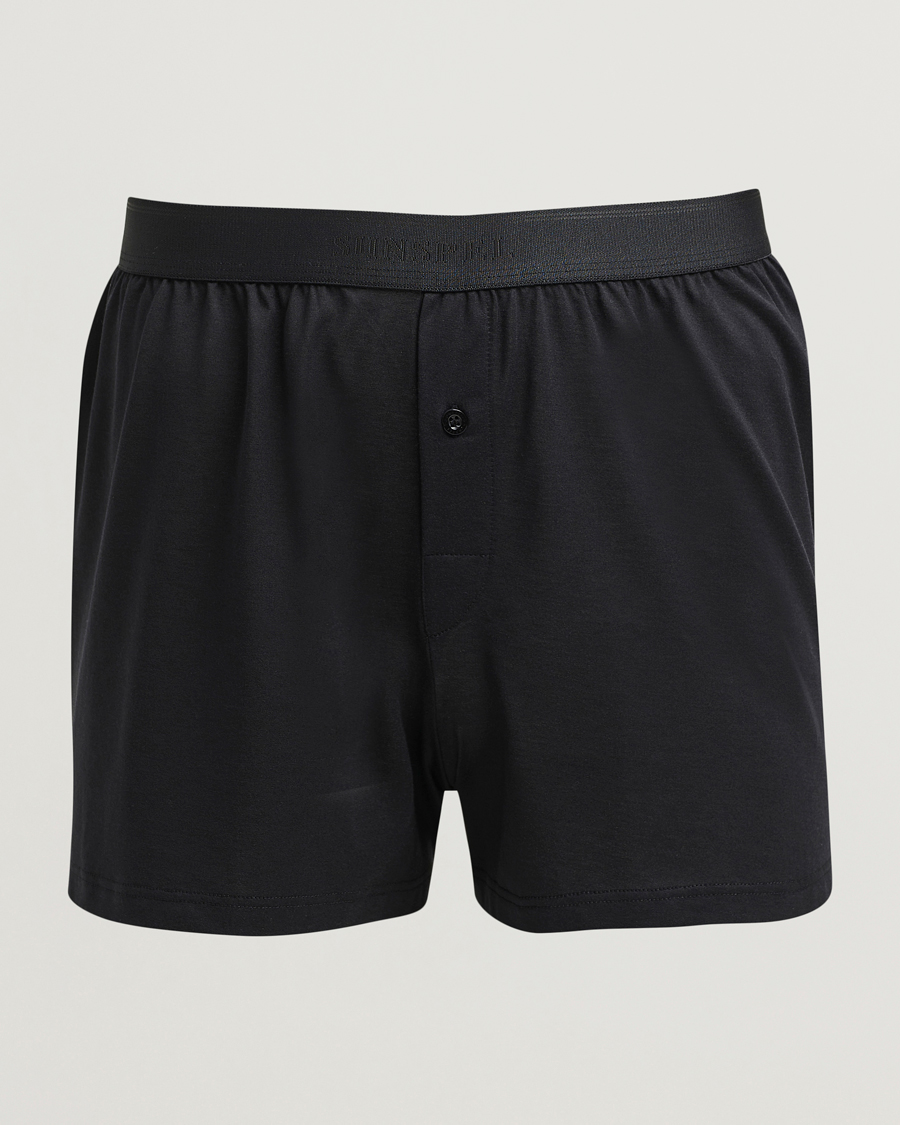 Uomini | Biancheria intima | Sunspel | Superfine One Button Boxer Black