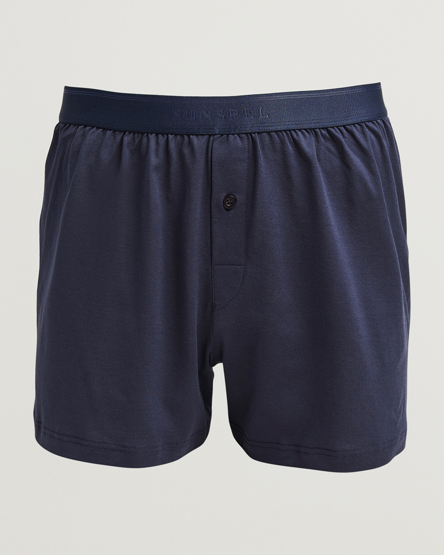Uomini | Biancheria intima | Sunspel | Superfine One Button Boxer Navy