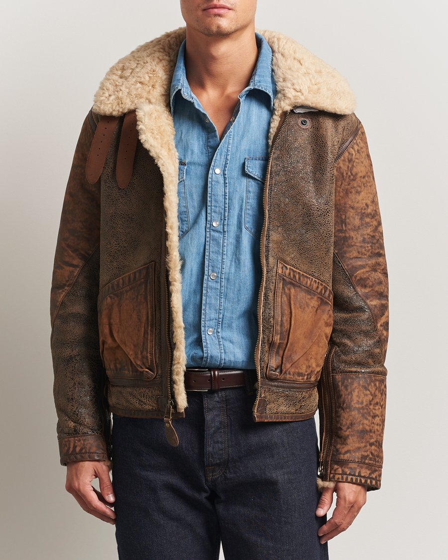 Uomini | Giacche | Polo Ralph Lauren | Sherling Lined Bomber Jacket Brown Earth