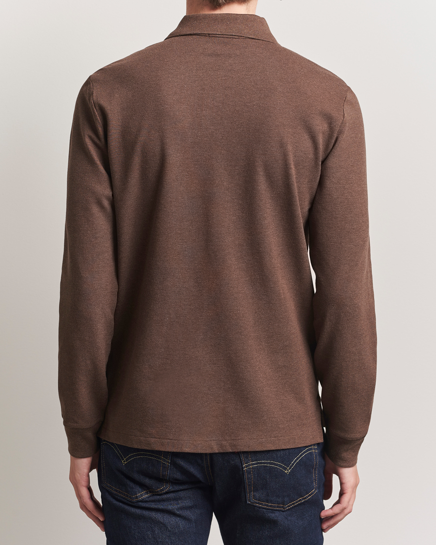 Uomini | Maglieria | Polo Ralph Lauren | Custom Slim Fit Long Sleeve Polo Nutmeg Brown Heather