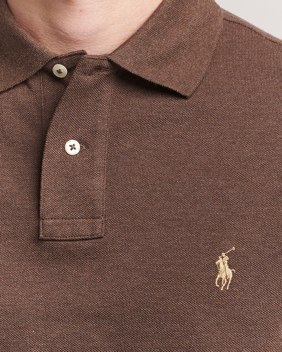 Uomini | Maglieria | Polo Ralph Lauren | Custom Slim Fit Long Sleeve Polo Nutmeg Brown Heather