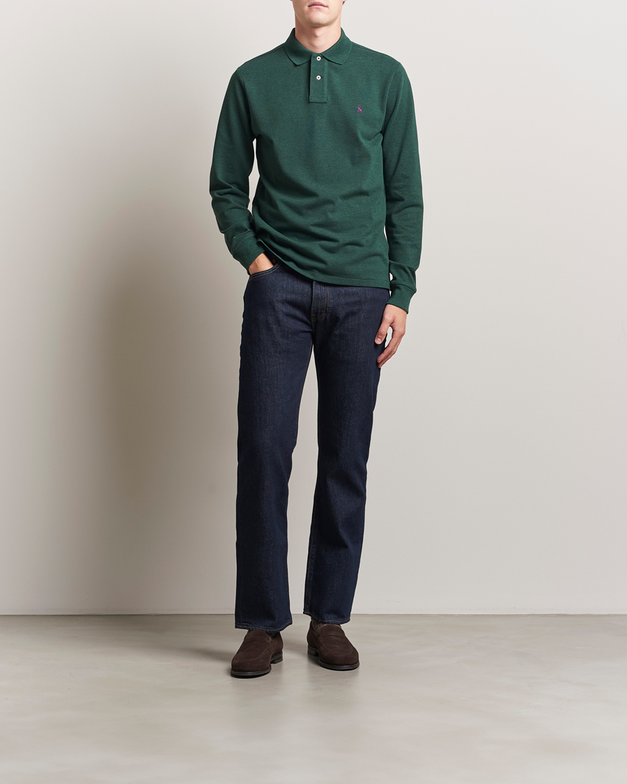 Uomini | Polo | Polo Ralph Lauren | Custom Slim Fit Long Sleeve Polo Scotch Pine Heather