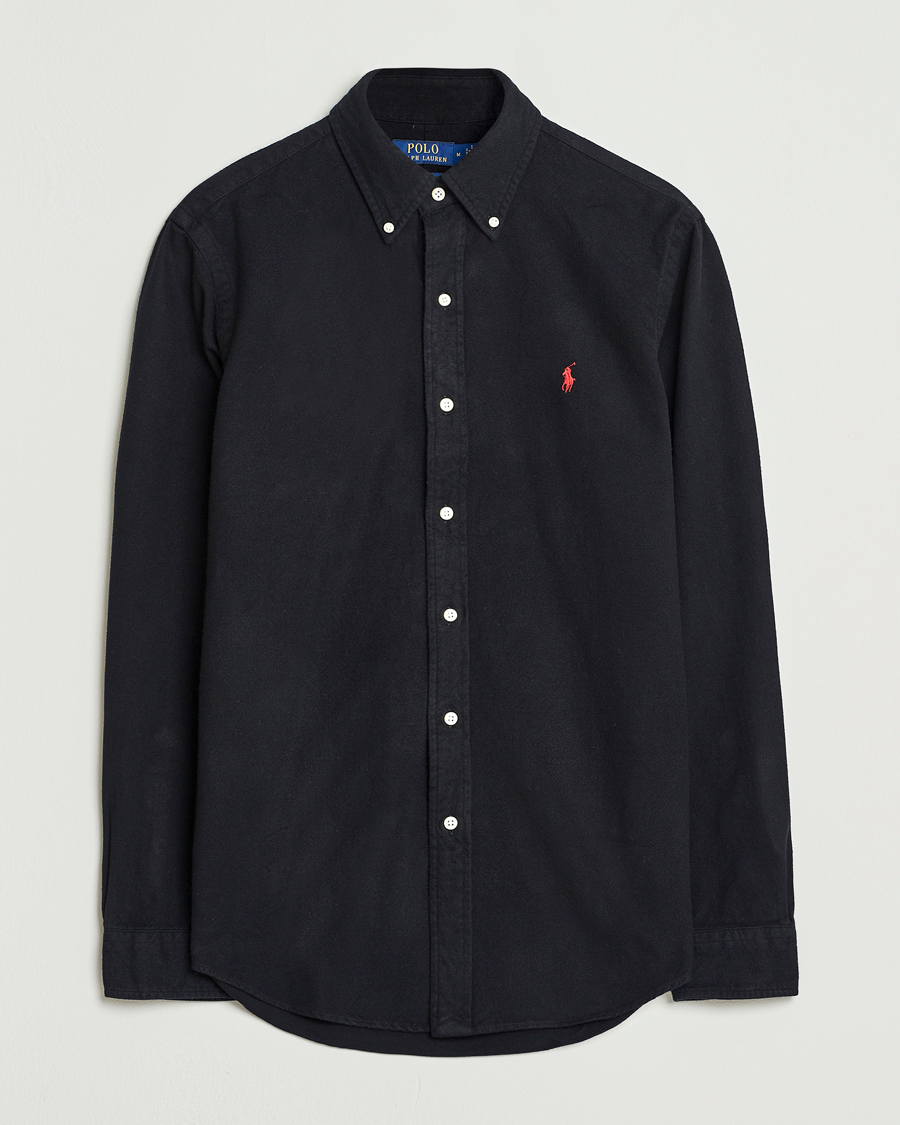 Uomini | Camicie | Polo Ralph Lauren | Custom Fit Brushed Flannel Shirt Polo Black