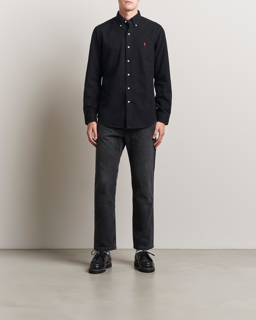 Uomini | Camicie | Polo Ralph Lauren | Custom Fit Brushed Flannel Shirt Polo Black