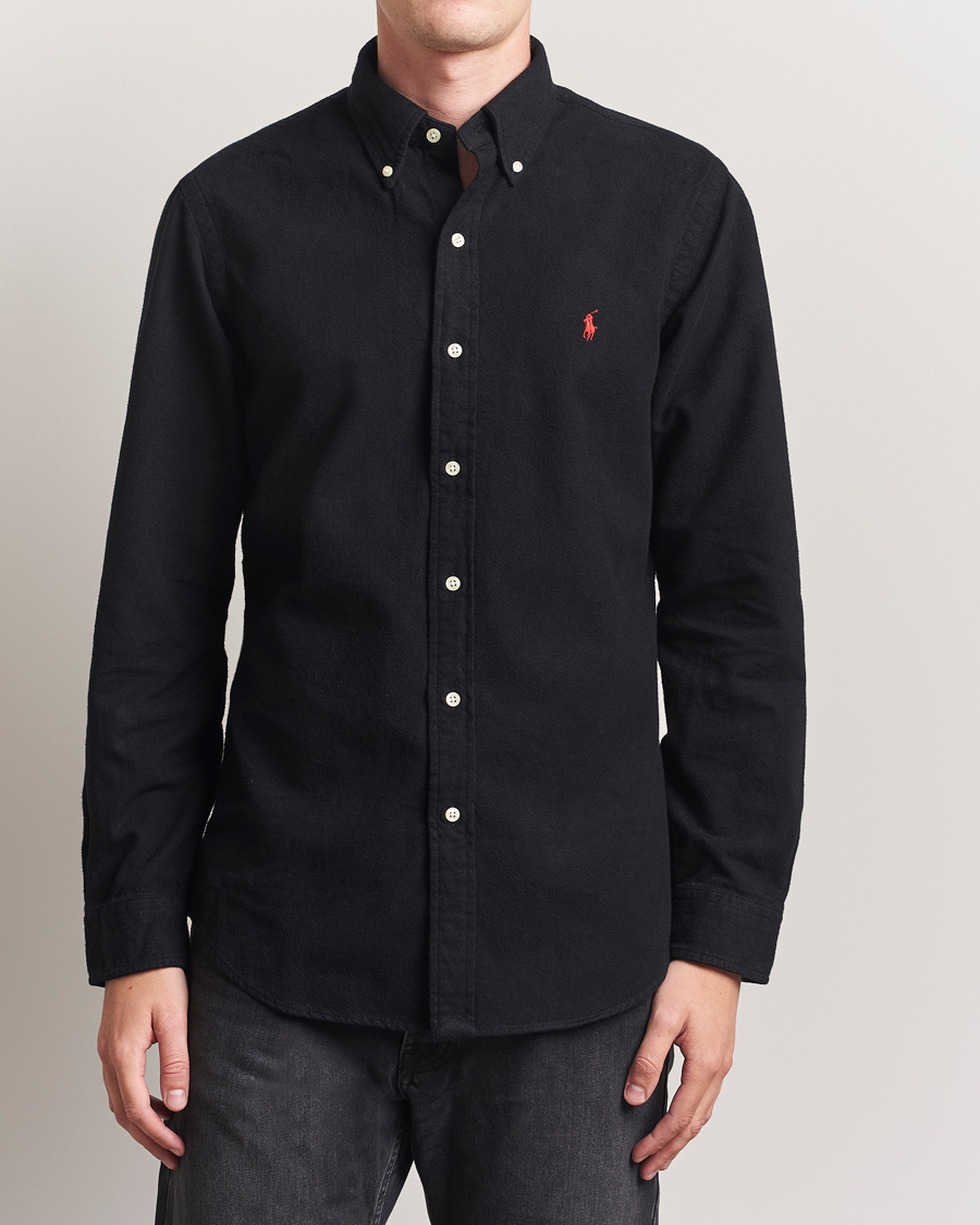 Uomini | Camicie | Polo Ralph Lauren | Custom Fit Brushed Flannel Shirt Polo Black