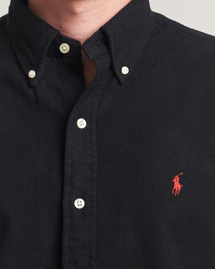 Uomini | Camicie | Polo Ralph Lauren | Custom Fit Brushed Flannel Shirt Polo Black