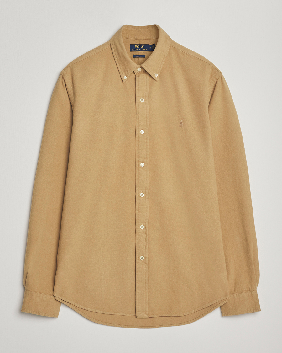Uomini | Camicie | Polo Ralph Lauren | Custom Fit Brushed Flannel Shirt RL Khaki