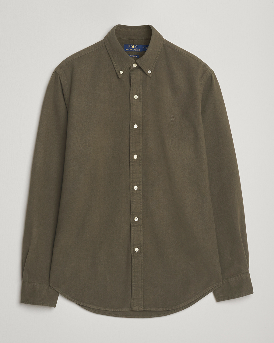 Uomini | Camicie | Polo Ralph Lauren | Custom Fit Brushed Flannel Shirt Ranger Green