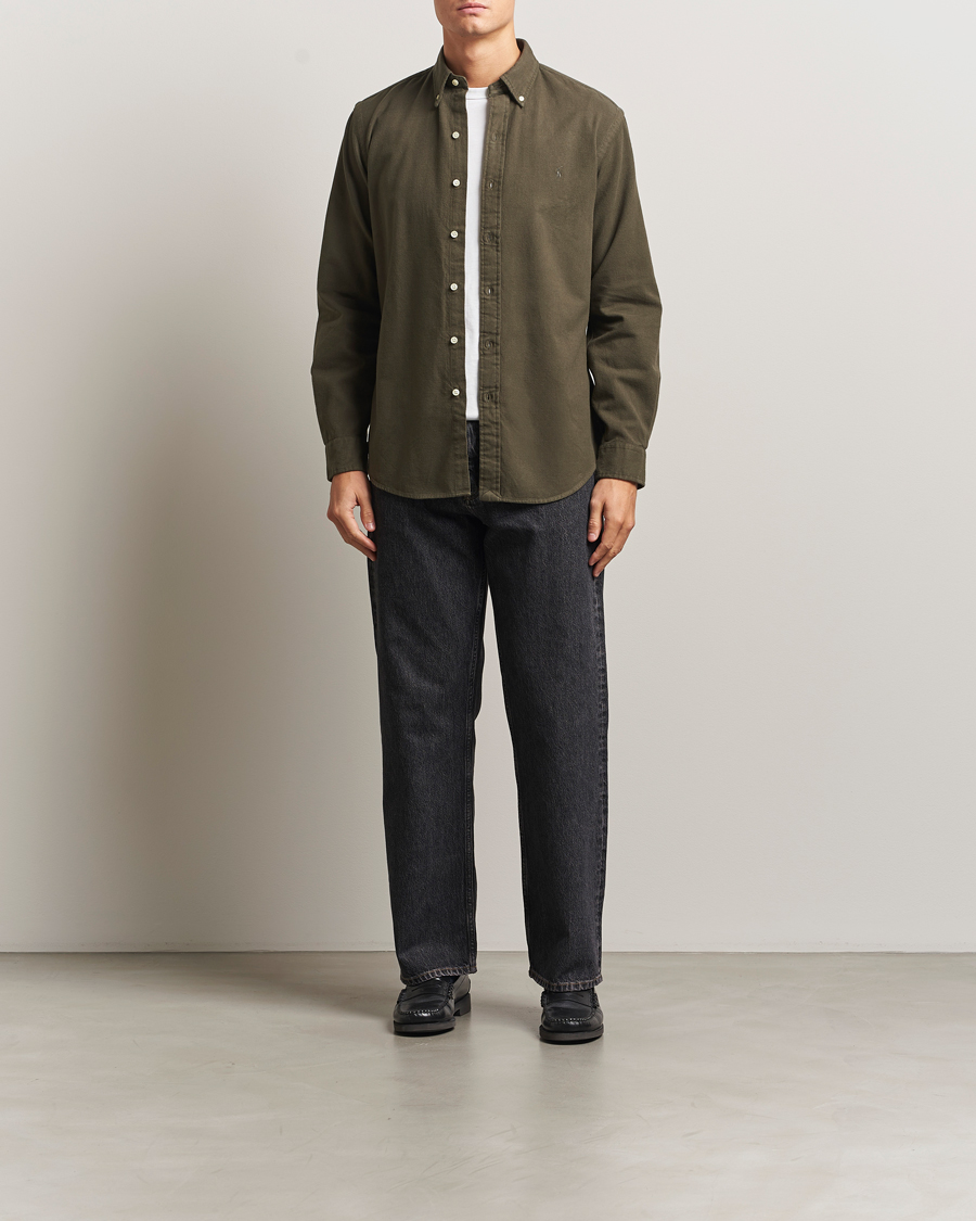 Uomini | Camicie | Polo Ralph Lauren | Custom Fit Brushed Flannel Shirt Ranger Green