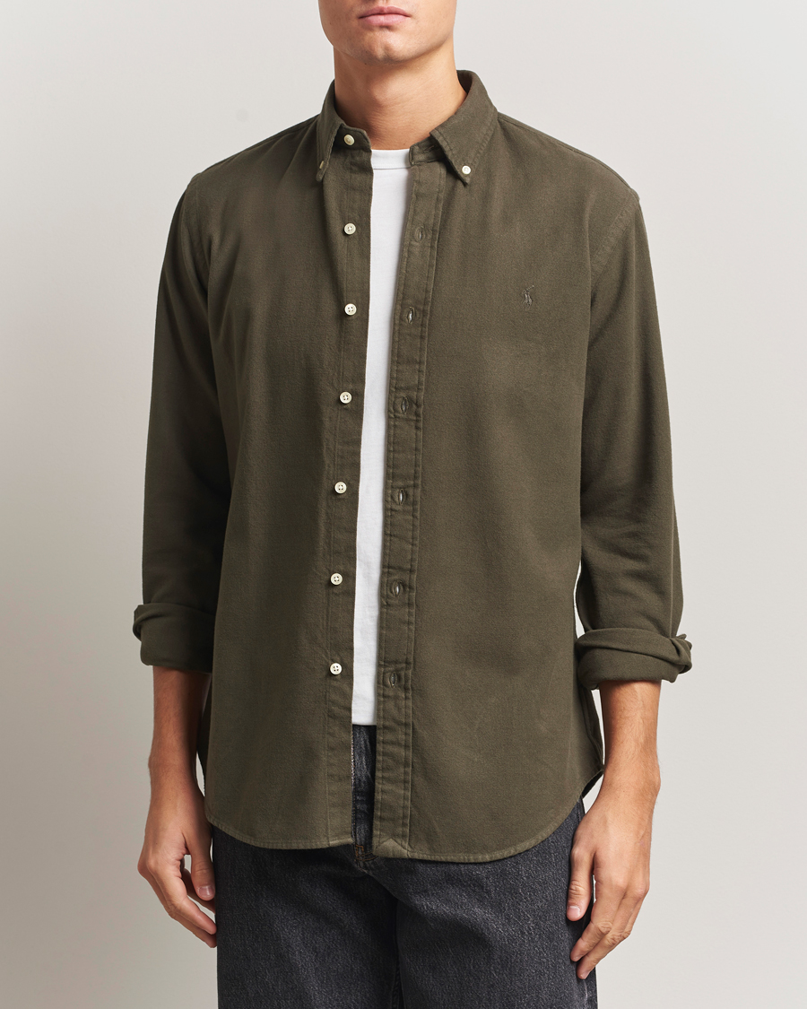 Uomini | Camicie | Polo Ralph Lauren | Custom Fit Brushed Flannel Shirt Ranger Green