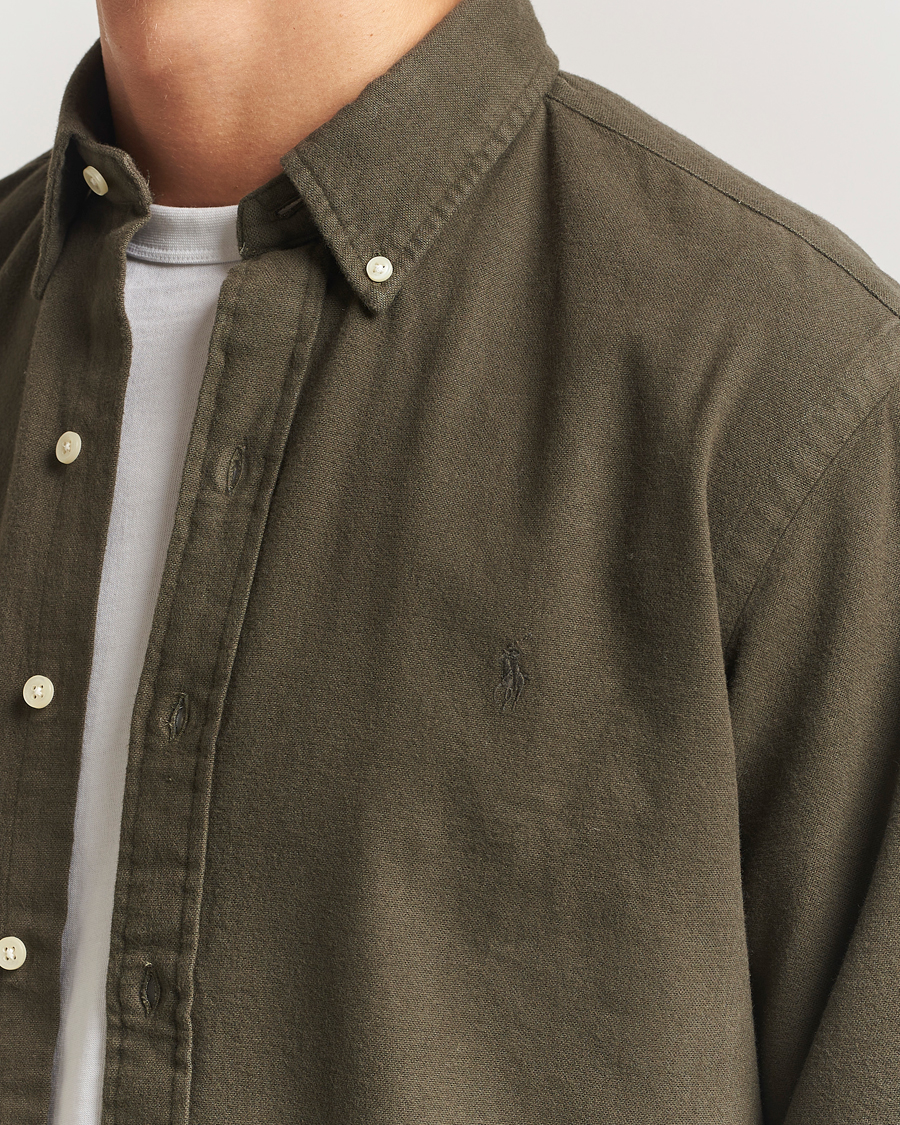 Uomini | Camicie | Polo Ralph Lauren | Custom Fit Brushed Flannel Shirt Ranger Green