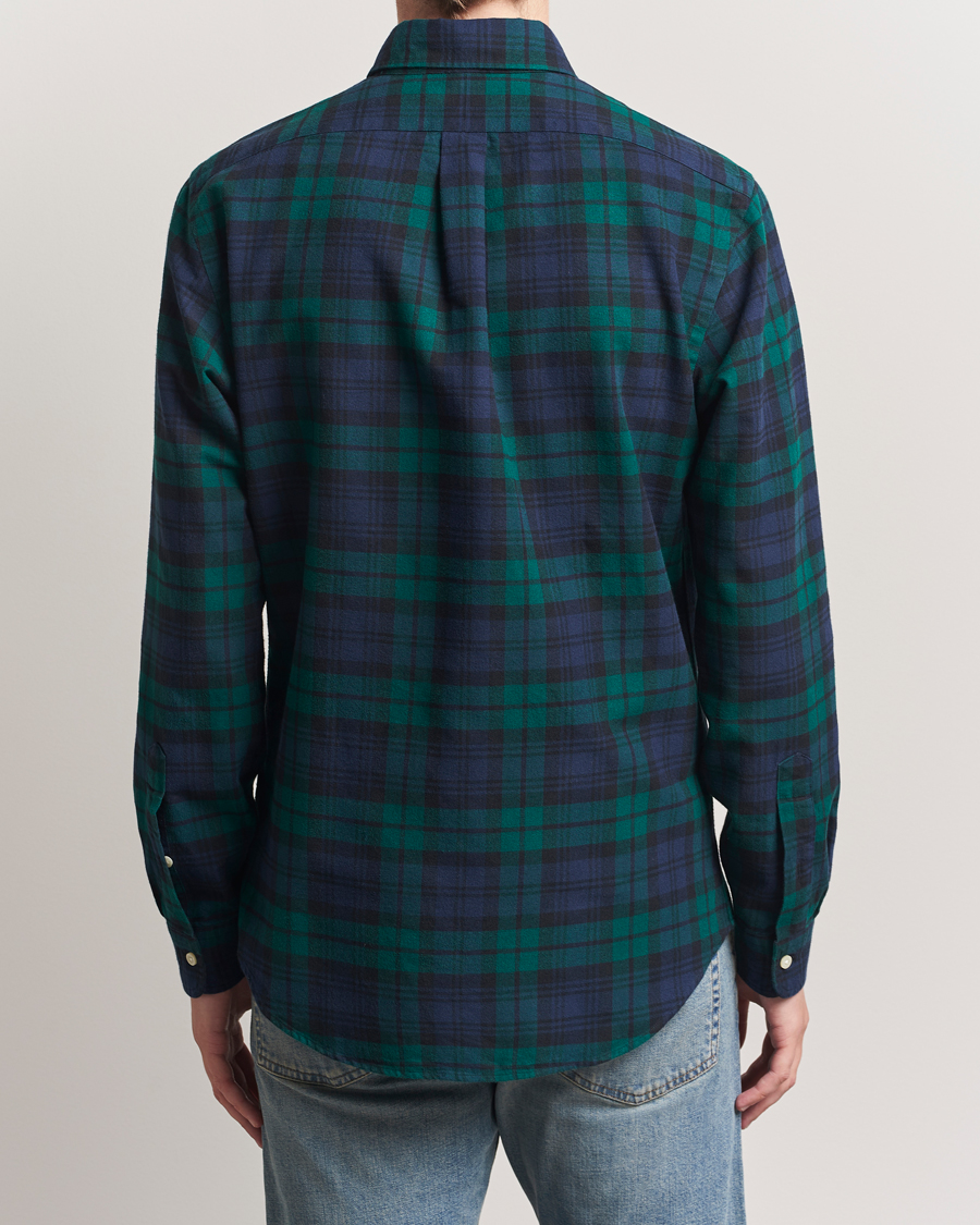 Uomini | Camicie | Polo Ralph Lauren | Custom Fit Brushed Flannel Checked Shirt Navy/Green