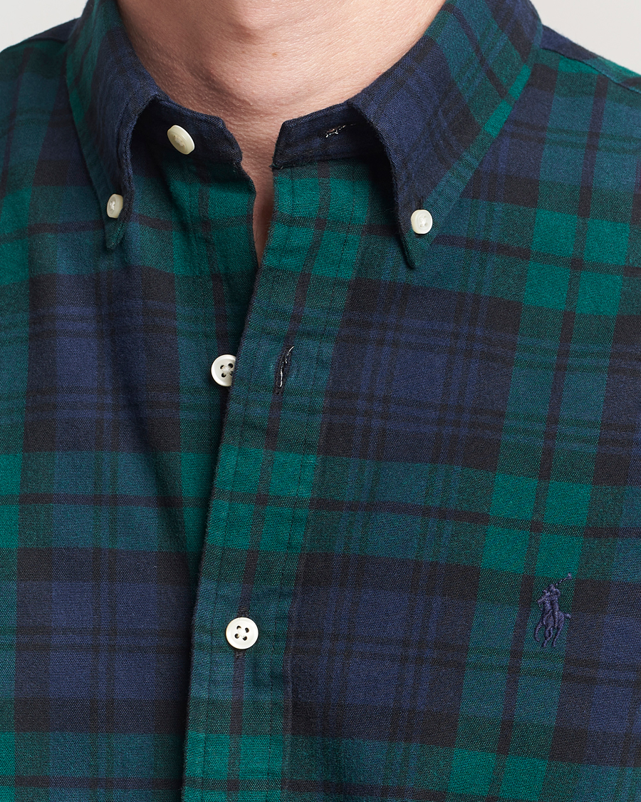 Uomini | Camicie | Polo Ralph Lauren | Custom Fit Brushed Flannel Checked Shirt Navy/Green