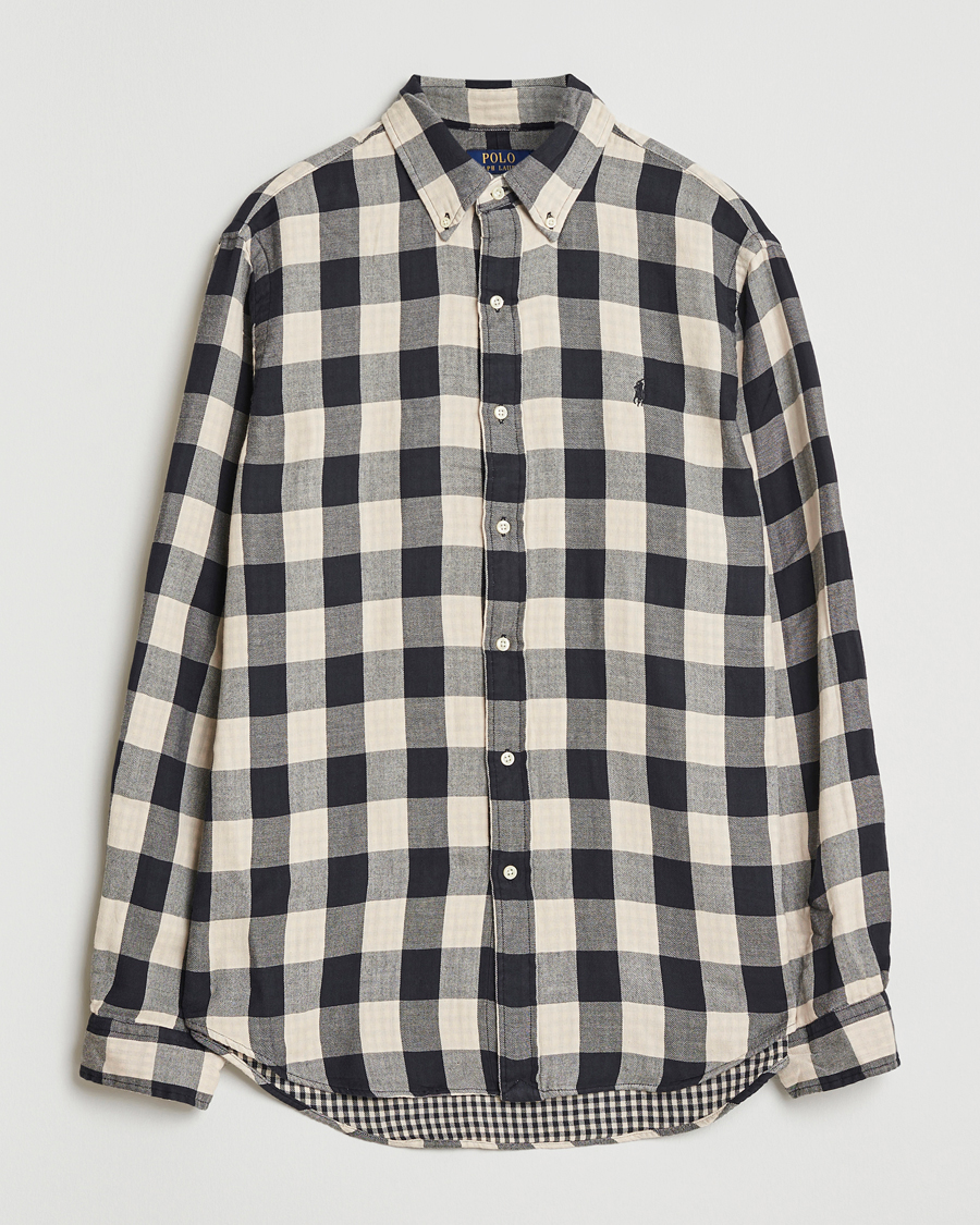 Uomini | Camicie | Polo Ralph Lauren | Custom Fit Double Faced Checked Shirt Cream/Black