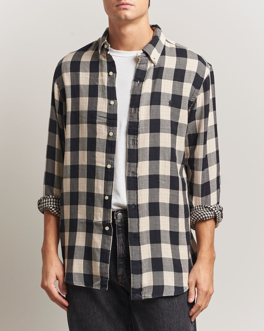 Uomini | Camicie | Polo Ralph Lauren | Custom Fit Double Faced Checked Shirt Cream/Black