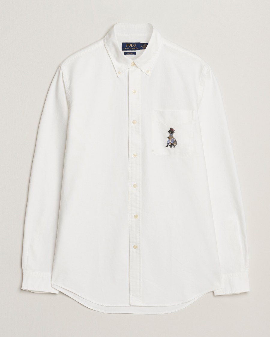 Uomini | Camicie | Polo Ralph Lauren | Custom Fit Dog Pocket Oxford Shirt White Black Lab