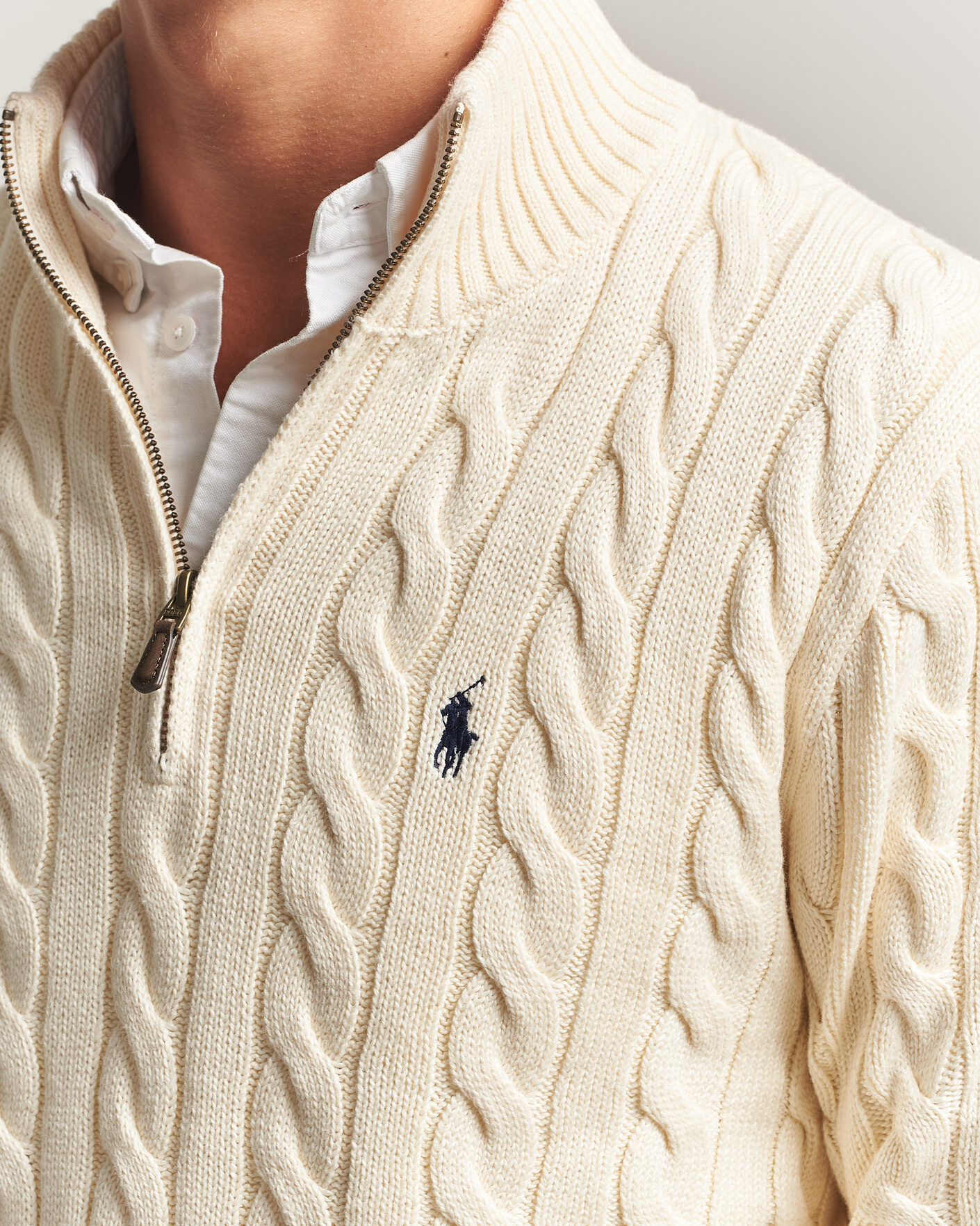 Uomini | Maglieria | Polo Ralph Lauren | Cotton Cable Half Zip Andover Cream