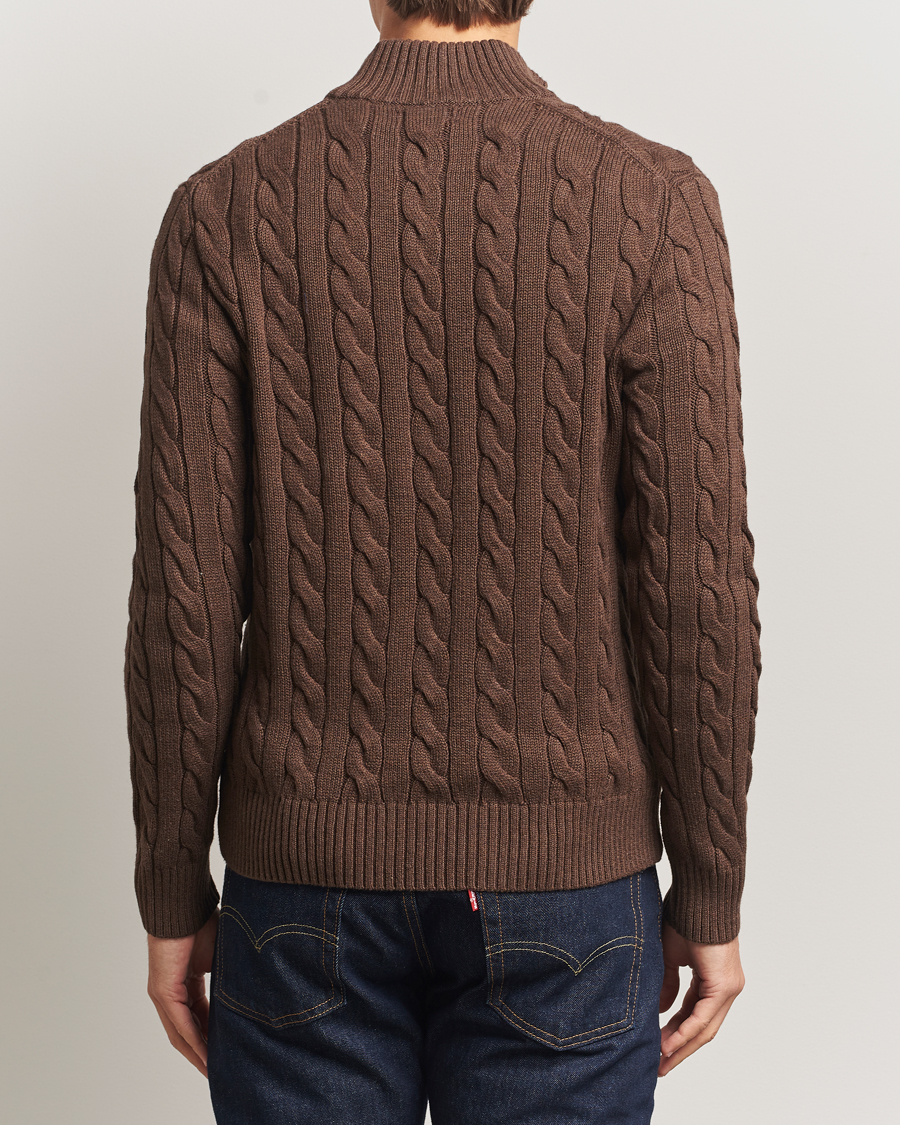 Uomini | Maglieria | Polo Ralph Lauren | Cotton Cable Half Zip Nutmeg Brown Heather