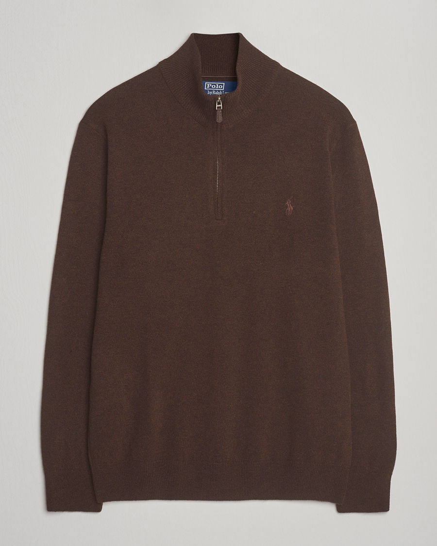 Uomini | Maglieria | Polo Ralph Lauren | Merino Half-Zip Sweater Cacao Brown Heather
