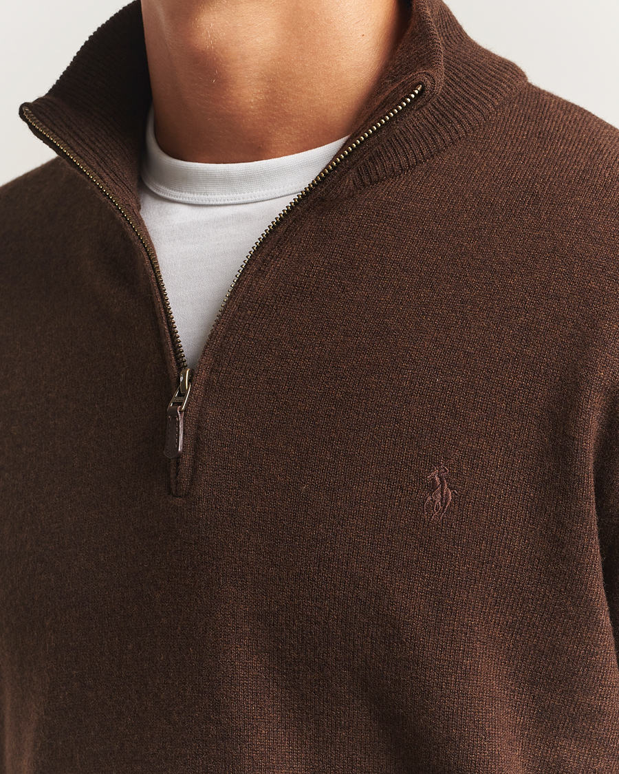 Uomini | Maglieria | Polo Ralph Lauren | Merino Half-Zip Sweater Cacao Brown Heather