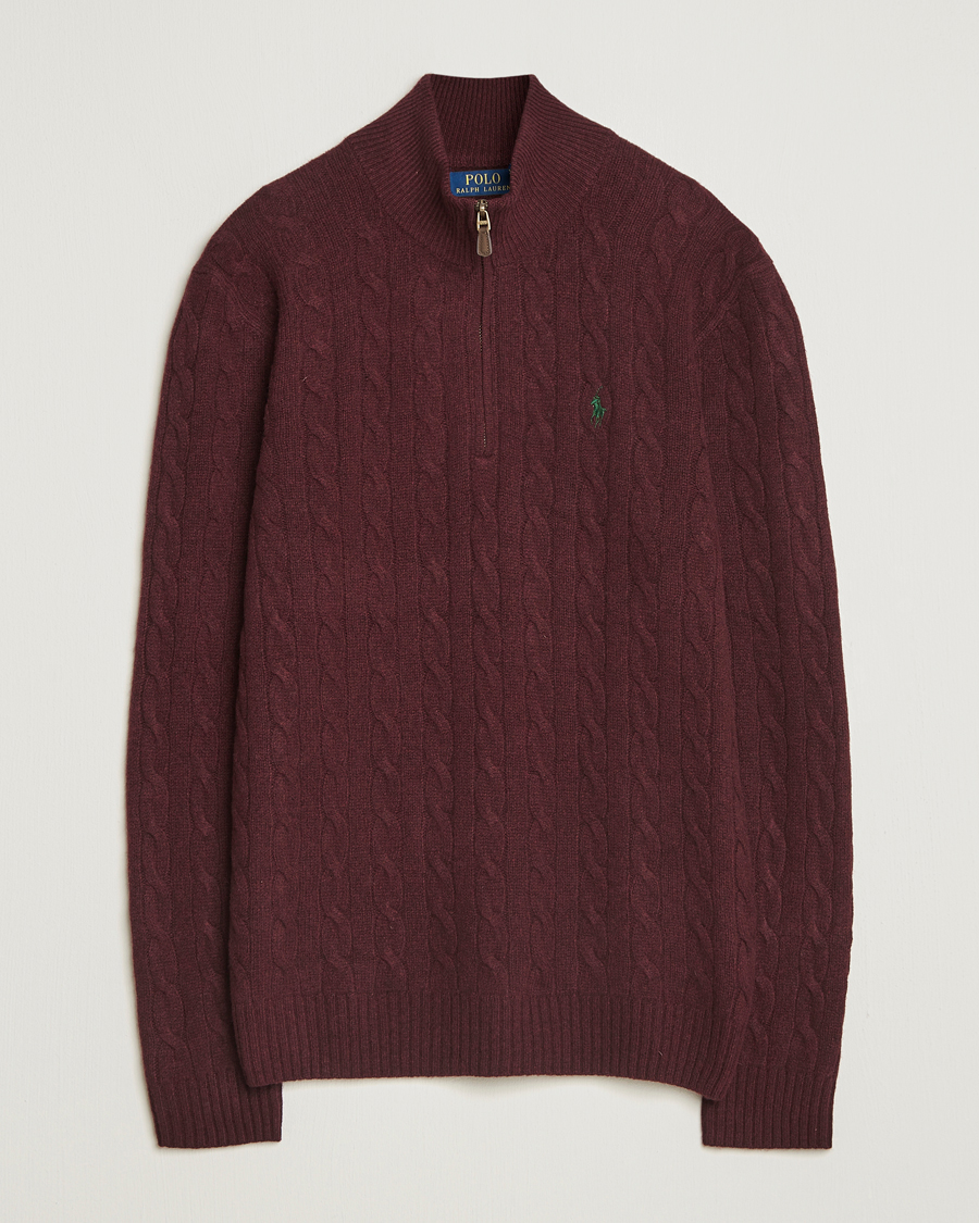 Uomini | Maglieria | Polo Ralph Lauren | Wool/Cashmere Cable Half Zip Aged Wine Heather