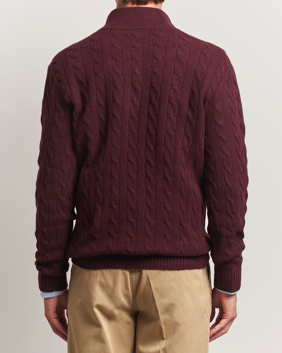 Uomini | Maglieria | Polo Ralph Lauren | Wool/Cashmere Cable Half Zip Aged Wine Heather