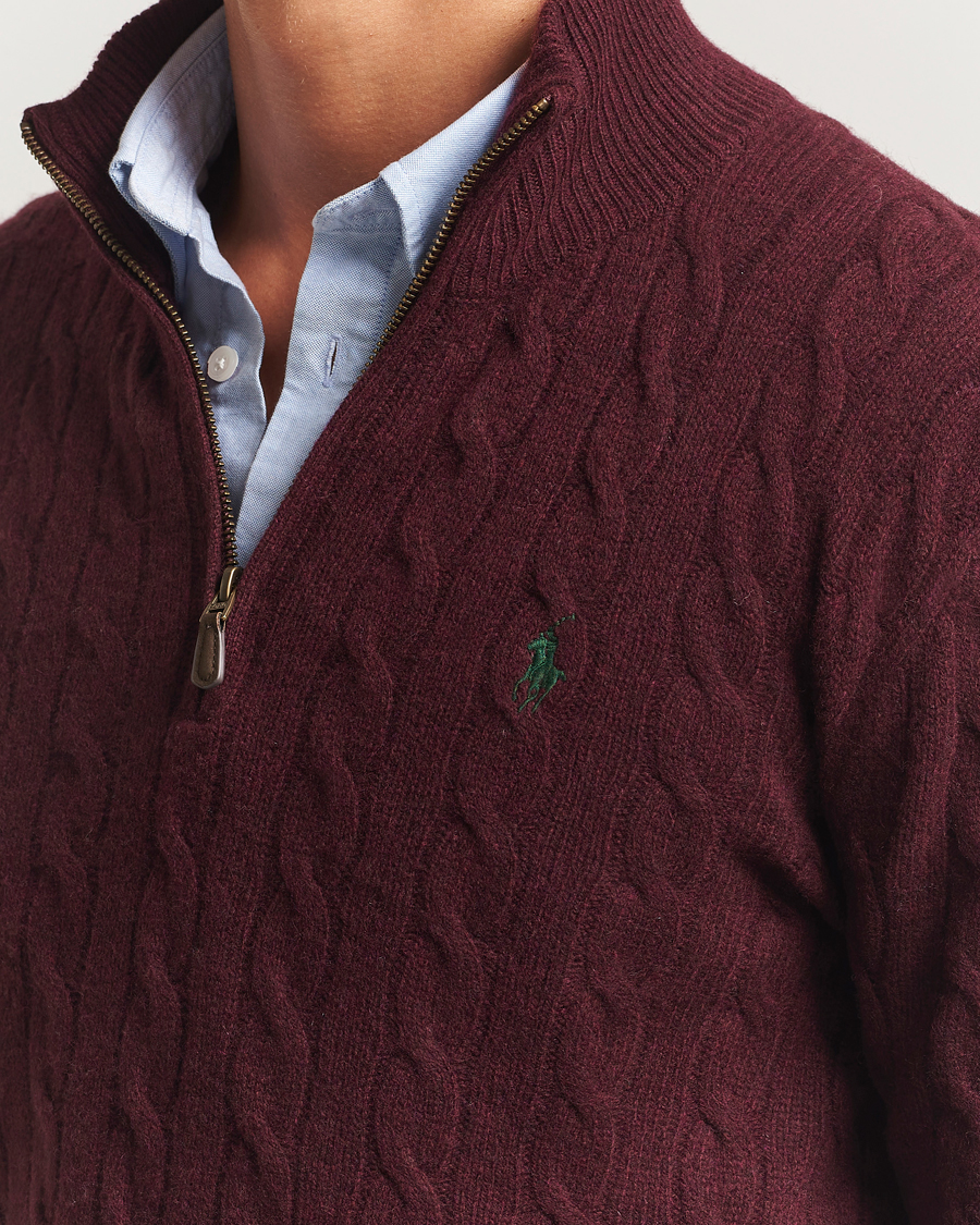 Uomini | Maglieria | Polo Ralph Lauren | Wool/Cashmere Cable Half Zip Aged Wine Heather