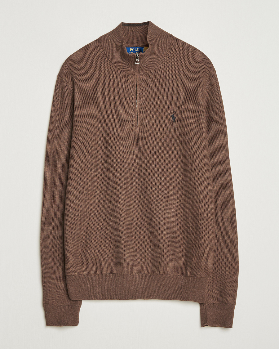 Uomini | Maglieria | Polo Ralph Lauren | Textured Half Zip Nutmeg Brown