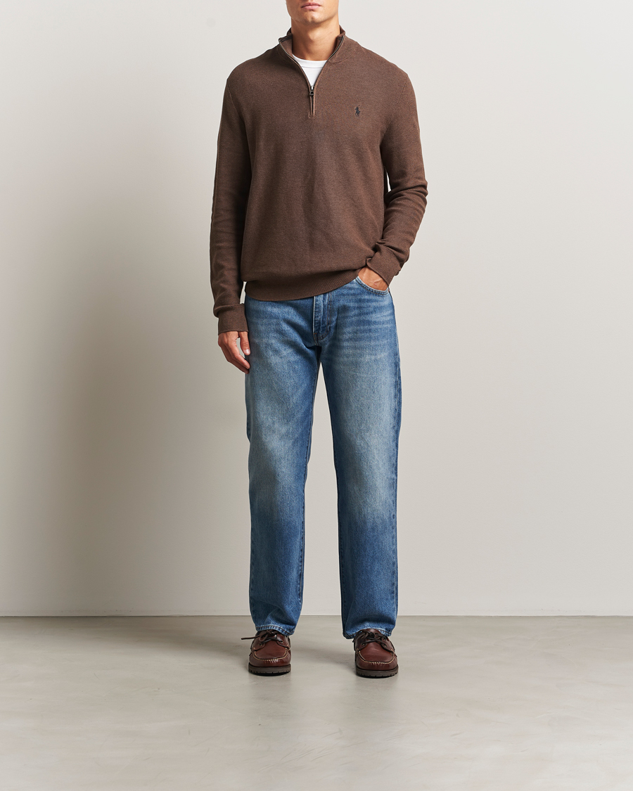 Uomini | Maglieria | Polo Ralph Lauren | Textured Half Zip Nutmeg Brown