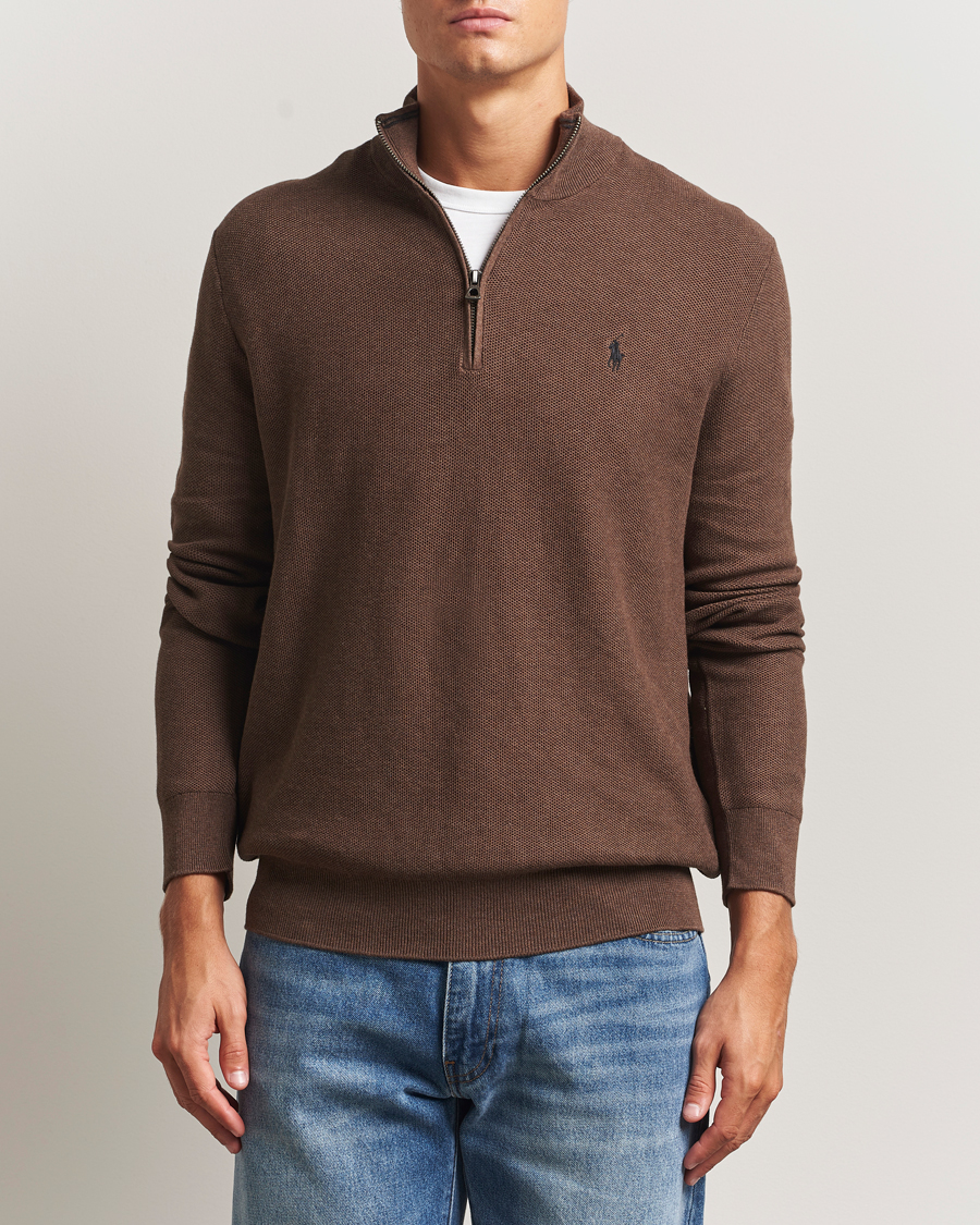 Uomini | Maglieria | Polo Ralph Lauren | Textured Half Zip Nutmeg Brown