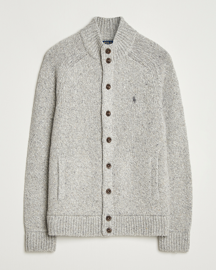 Uomini | Maglieria | Polo Ralph Lauren | Wool Blend Button Cardigan Grey Marl