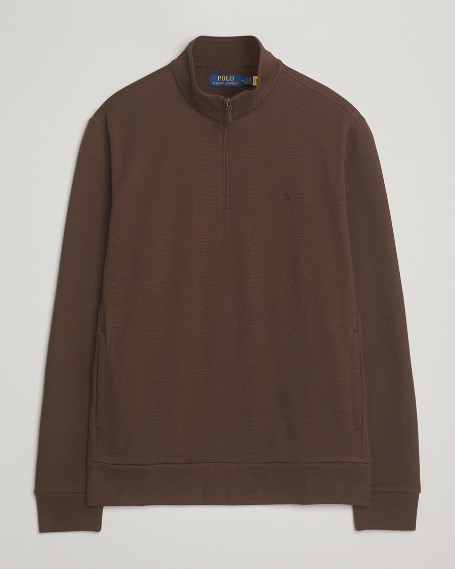 Uomini | Maglieria | Polo Ralph Lauren | Double Knit Jaquard Half Zip Sweater Nutmeg Brown