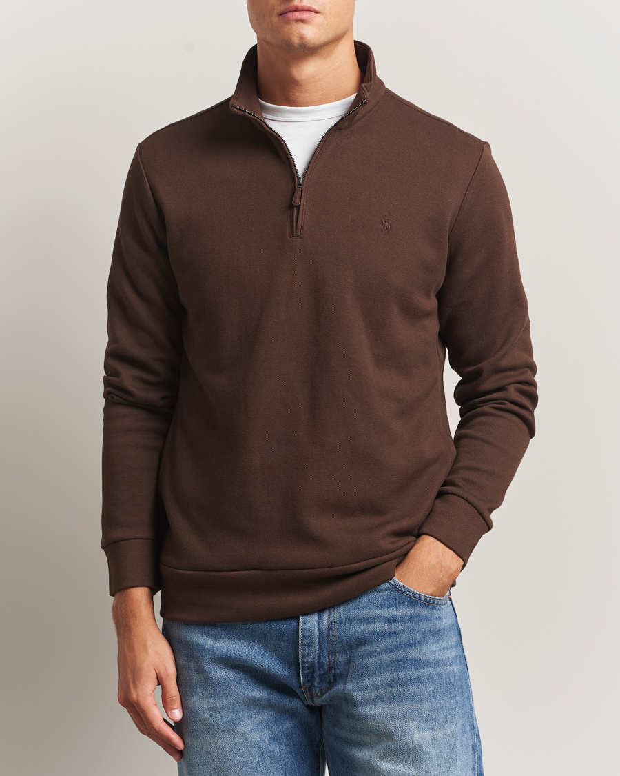 Uomini | Maglieria | Polo Ralph Lauren | Double Knit Jaquard Half Zip Sweater Nutmeg Brown