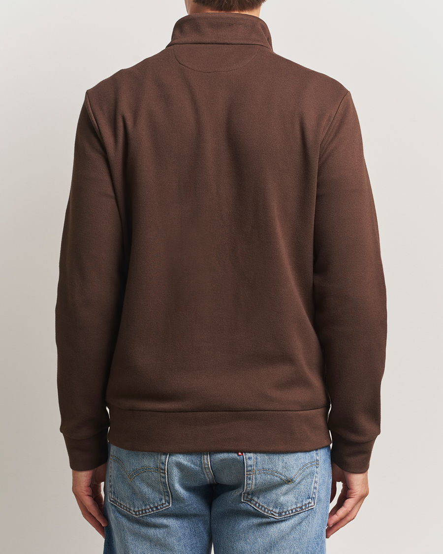 Uomini | Maglieria | Polo Ralph Lauren | Double Knit Jaquard Half Zip Sweater Nutmeg Brown