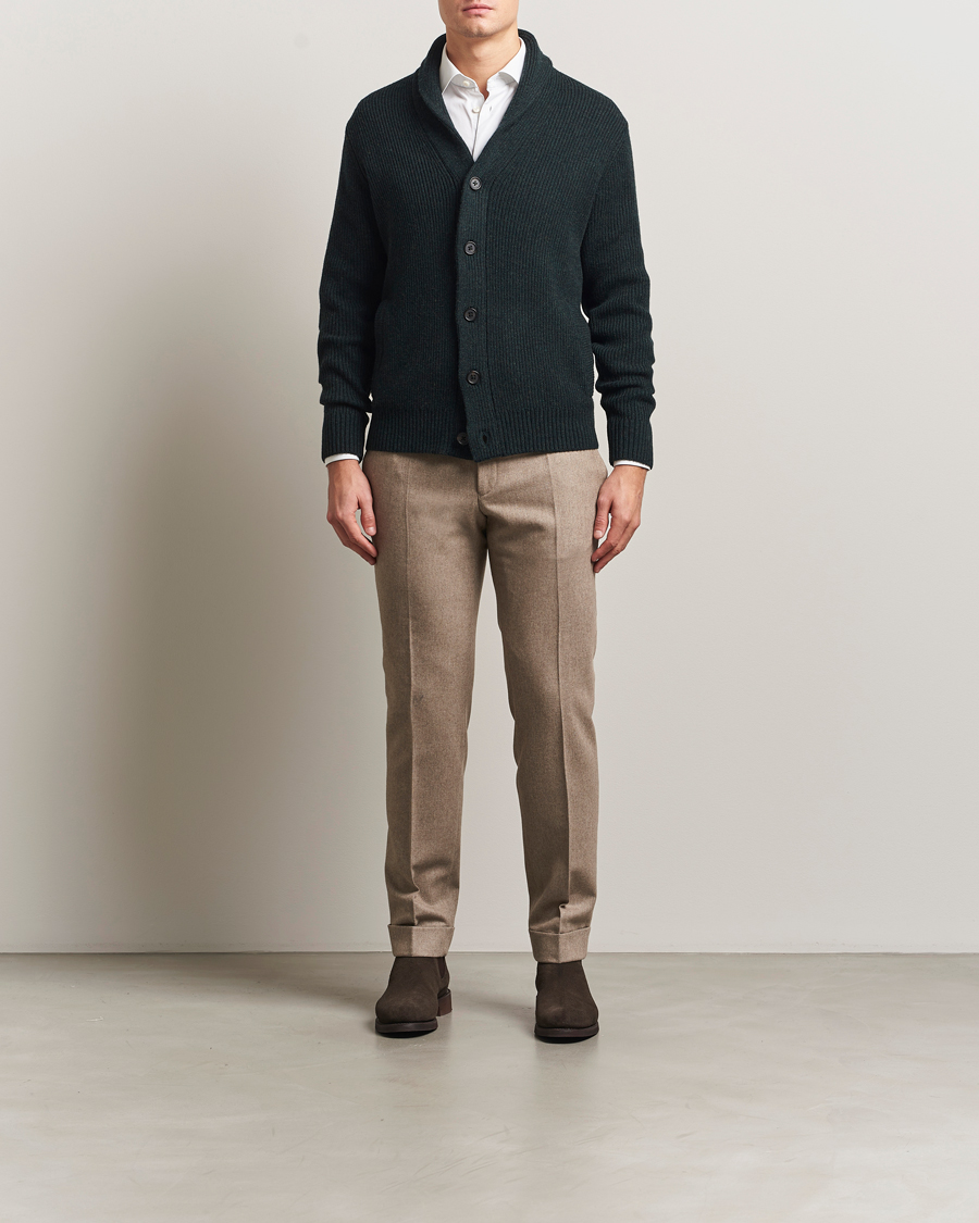 Uomini | Maglieria | Charles Tyrwhitt | Chunky Merino Shawl Neck Cardigan Forest Green